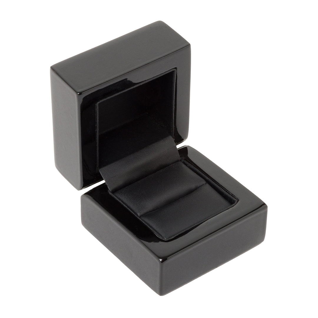 Premium Glossy Black Wooden Ring Box - BOX FOR BRITAIN